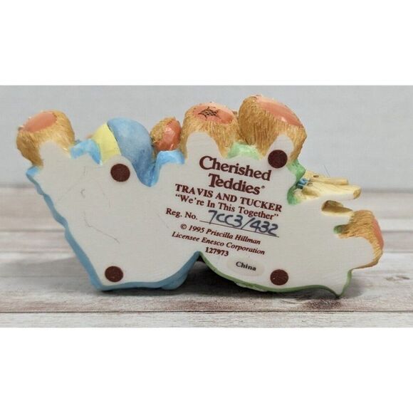 Vintage Cherished Teddies Travis And Tucker 1995 We’re In This Together 127973 - Picture 7 of 7